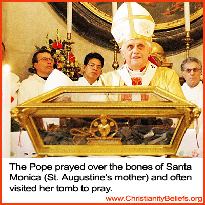 Pope Benedict prayed over the bones of Santa Monica and often visited her tomb to pray