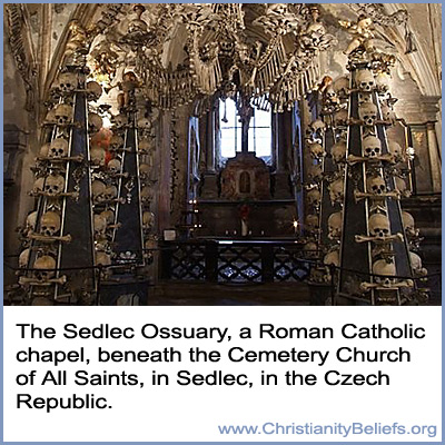 The Sedlec Ossuary, a Roman Catholic Chapel beneath the Cemetery Church of All Saints in Sedlec in the Czech Republic