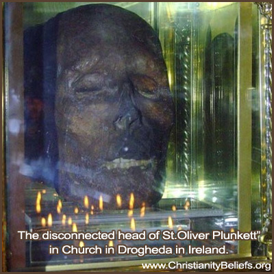 The head of St. Oliver Plunkett in the Church in Drogheda in Ireland