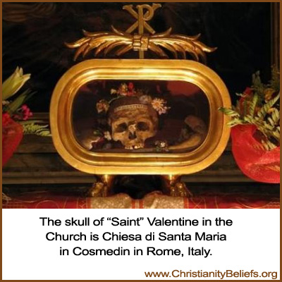 The skull of St. Valentine in the Church is Chiesa di Santa Maria in Rome, Italy