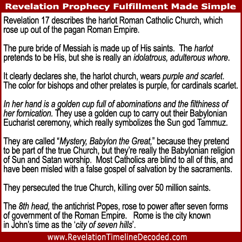 Revelation 17 Mystery, Babylon the Great; the Roman Catholic Church